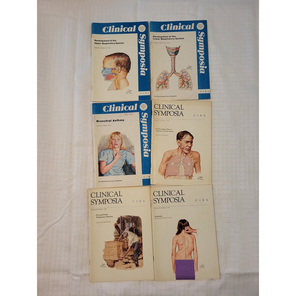 Lot of 6 Vintage CIBA Clinical Symposia Medical Journals 1970s Frank Netter Art
